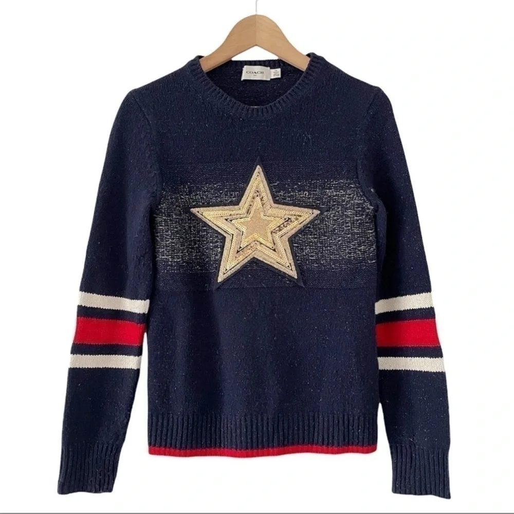 Coach 1941 Wool Glitter Star Crewneck Sweater